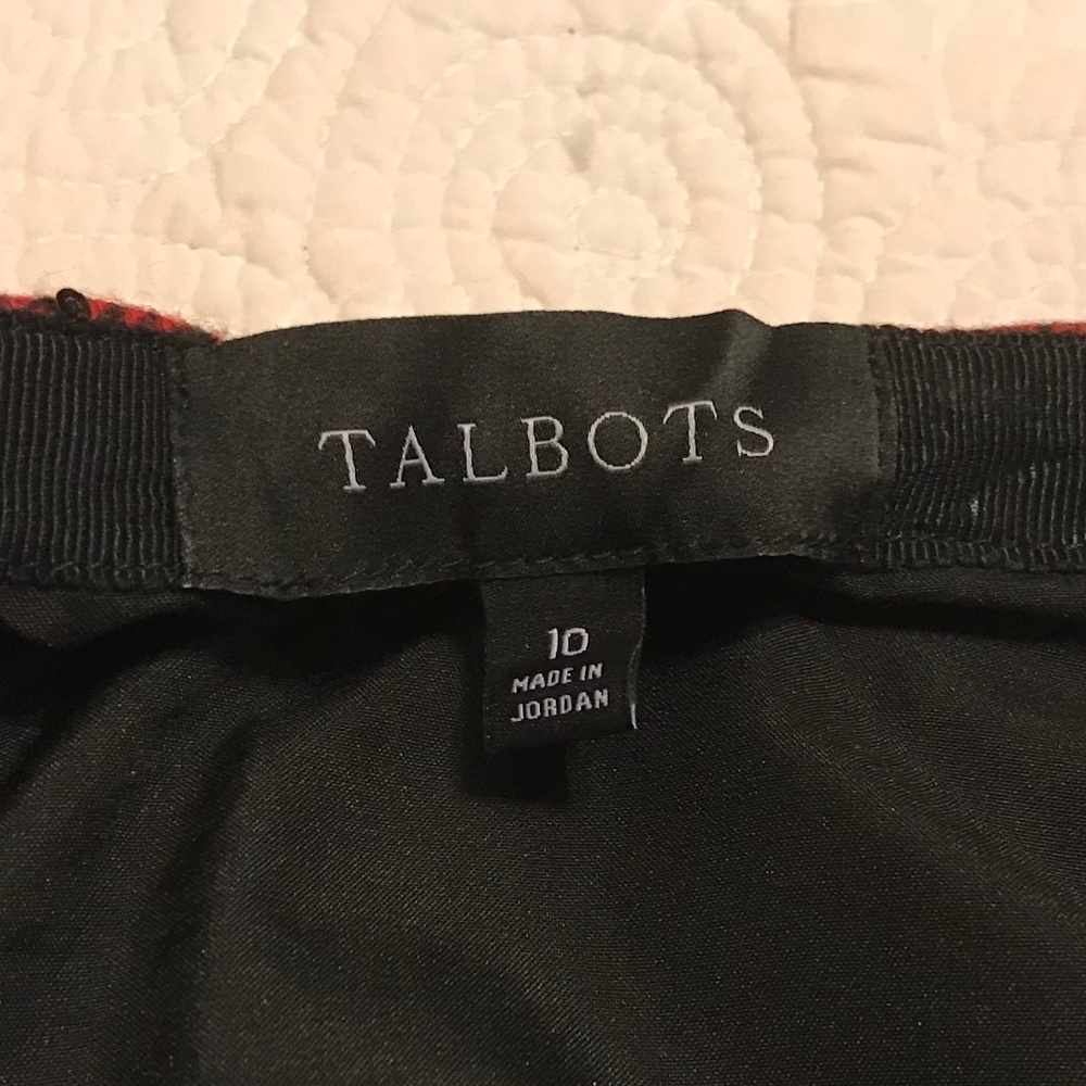 Talbots red & black plaid wool blend fully lined midi skirt with sequins (10) - Picture 3 of 12